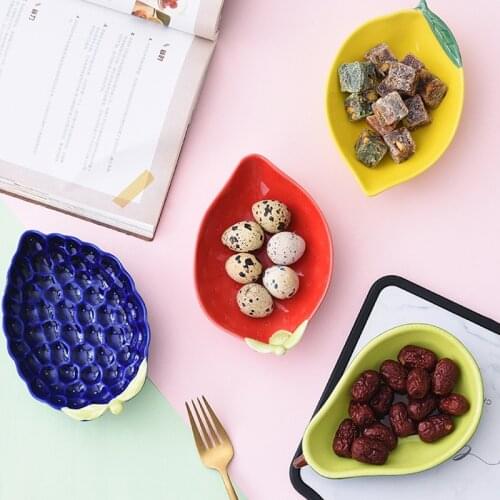 Creative Huge Avocado Shape Ceramic Fruit Salad Bowl Cute Strawberry Dessert Plate Snack Dish Blueberry Lemon Tableware Supplies