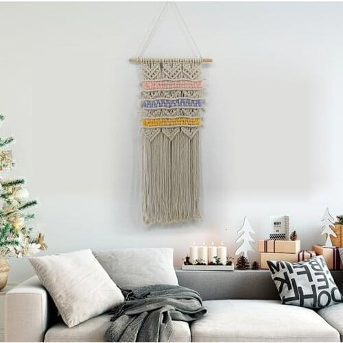 Creative Nordic Macrame Tapestry Wall Hanging Sofa Background Show Window Decor Hand-woven Linen Chic Gift Ornaments