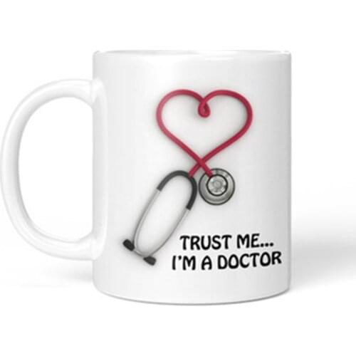 1Pcs New 350mL Doctor Coffee Magic Color Changing Mug Creative Trust Me White Color Milk Tea Water Ceramic Cup Gifts for Friends