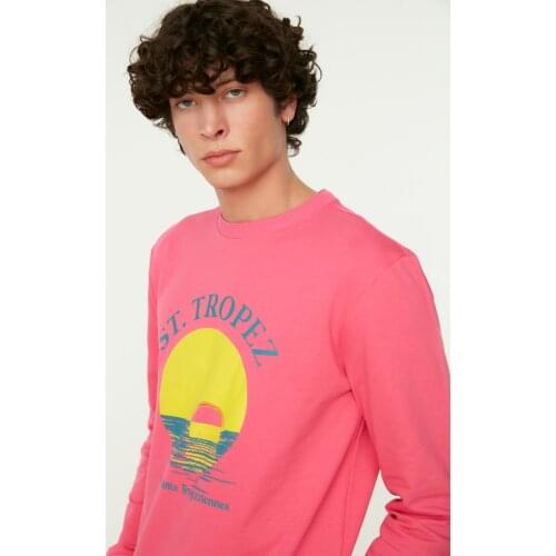 Trendyol Men 'S Regular Fit Cycling Collar Long Sleeve Printed Sweatshirts TMNAW22SW0734