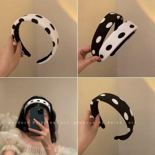 New Black and White Polka Dot Pattern Out Decoration Wash Face Headband Simple Hairpin Headband Hair Accessories