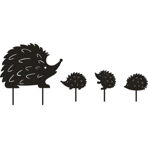 Adorable Hedgehog Hollow Design Ornament Metal Iron Animal Card Statue Outdoor Yard Garden Insert Art Decoration Black
