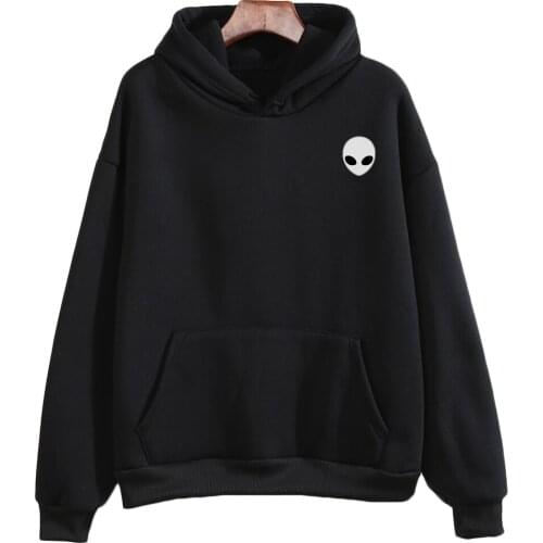 Autumn Winter Womens Sweatshirts Hoodies Korean Alien Print Hoodie Long Sleeve Plus Size Top Harajuku Female Pullovers Moletom