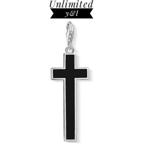 Black Cross Charms Pendant 925 Sterling Silver Punk Style Cool Bracelet Necklace Fashion Jewelry Accessories Women Men 2020 New