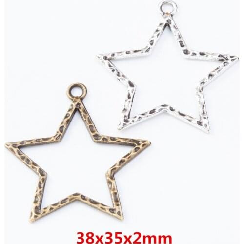 30 pieces of retro metal zinc alloy star pendant for DIY handmade jewelry necklace making 7861