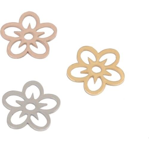16MM Stainless Steel Handmade Charms Flower Leaves Charm Pendants for DIY Crafting Jewelry Findings Jewelry Making Accessory