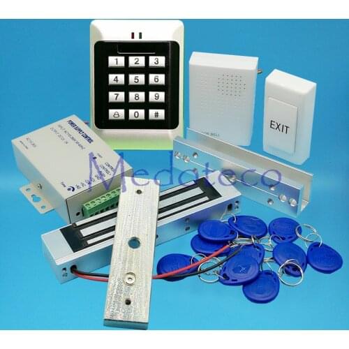 Full 125khz Rfid Card Glass Door Access Control System Kit EM Card Access Controller +350lbs Magnetic Lock + U Bracket