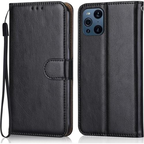 Luxury Leather Case for On OPPO Find X3 Wallet Stand Flip Case Phone Bag with Strap