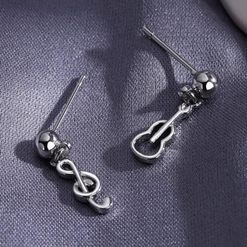 Todorova Cute Small Guitar Music Notes Stud Earrings Asymmetric Musical Fans Earrings Women Fashion Accessories Jewelry Bijoux