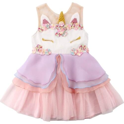 Fancy Chiffon Kids Girls Clothing Dresses Gown Tutu Ruffles Tiered Party Formal Tulle Flower Dress Girl 0-6T