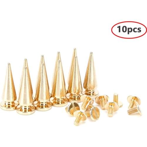10Pcs 10x26MM Metal Cone Studs and Spikes for Clothes Screwback DIY Craft Punk Garment Rivets for Leather Shoes Jacket