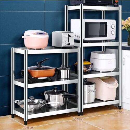 Stainless Steel Storage Rack Shelf Corner Floor Kitchen Dish Food Mobile Storage Rack Multi Layer Etagere Home Products DG50SR