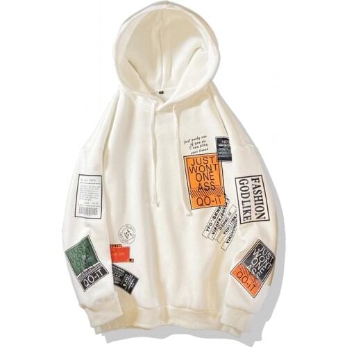 2021 Autumn Hoodies Sweatshirt Mens White Loose Hip Hop Pullover Streetwear Casual Fashion Women Clothes Oversized