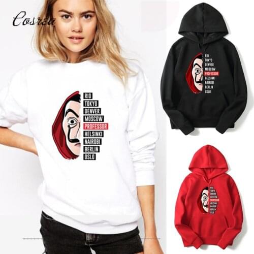 Men Unisex La Casa De Papel Hoodies Sweatshirts Tops Money Heist Hooded Hoodies House of Paper Kawaii Anime Bella Ciao Women