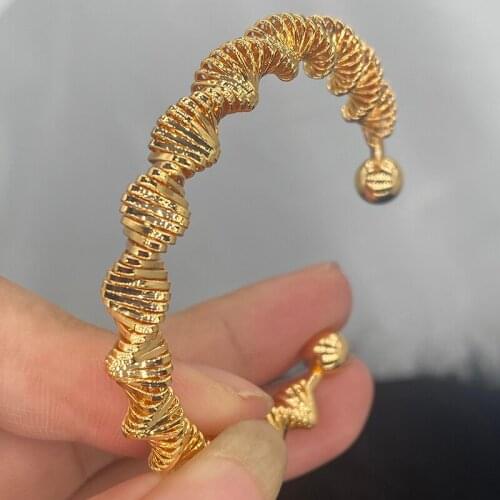 Twist 24k Gold Color Ethiopian Jewelry Bangles For Women Luxury Dubai Ramadan Bracelet African/Arab Weeding jewelry Gift