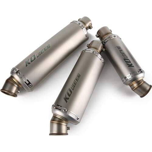 Titanium Color 310 370 440mm Universal Motorcycle Exhaust Pipe 51mm Inner Mufflers Removable DB Killer Escape Stainless Steel