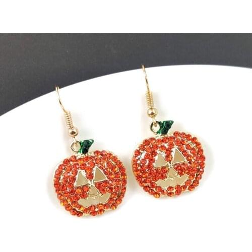 Retro Exaggerated Metal Pumpkin Halloween Earrings Womens Holiday Party Jewelry Accessories Wholesale