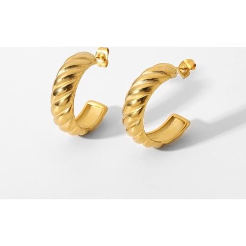 316L Stainless Steel Croisstant CC Shape Hoop Earrings For Women Chunky Statement Circle Earrings Party Jewelry