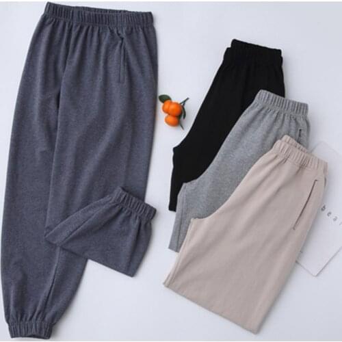 Womens Jogging Pants Autumn Solid Color High Waist Cotton Ankle Tie Warm Pants Sports Trousers Harem Pants Plus Size Pants 2021