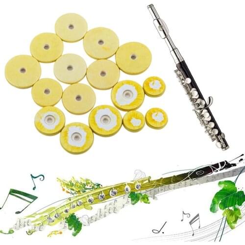 16pcs/Set Flute Clarinet Key Pads Musical Replacement Faux Leather Cushion Woodwind Musical Anti-vibration Instrument Accessorie