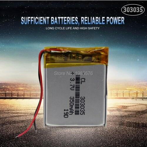 303035 Rechargeable 3.7V 350mAh Battery Lithium Polymer Li-Po li ion Battery Lipo cells For MP3 MP4 GPS Medical Device