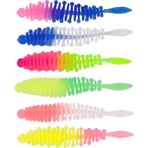 5pcs/lot Fishing Silicone Bicolor Soft Lure Artificial 5.5cm/1.2g Water surface system bait Jig Worm Wobbler Swimbait Bass pesca