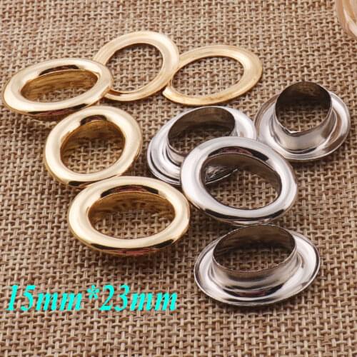 50 sets Pale Gold/Silver Brass Oval Eyelets,Barrel Diameter Metal Eyelets Grommets With Washers,for Leather Canvas bag-5/8"/15mm