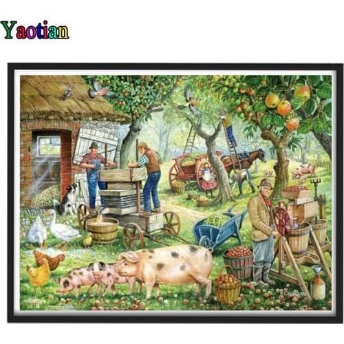 5d diy diamond embroidery Pig farm animal landscape full square round drill diamond painting mosaic kit Diamond Mosaic art