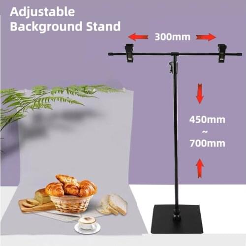 Stainless Steel Desktop Photo Mini Tripod Marble Pattern Photography Background Paper Holder, Adjustable Poster T-Shaped Brack