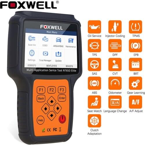 FOXWELL NT650 Elite OBD2 Car Diagnostic Tool 25 Reset Functions Oil SAS ABS DPF EPB TPMS Code Reader OBDII Automotive Scanner