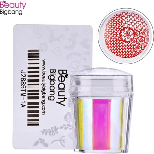 BEAUTYBIGBANG 1 Set Nail Stamper Jelly Silicone Nail Stamper with Scraper Clear Handle Stamping Tool Manicure Nail Art Stamper