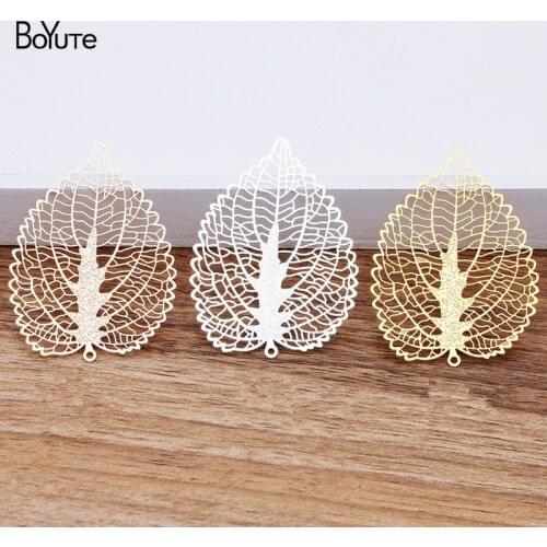 BoYuTe (10 Pieces/Lot) Metal Brass Corrosion Sheet 56*41MM Hollow out Leaf Pendant Diy Hand Made Jewelry Materials