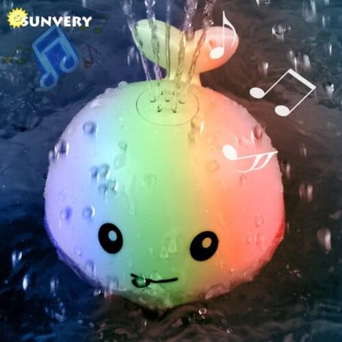 2-in-1 Baby Whale Bath Toys Spray Water Swim Pool Interactive Toys for Kids Water Toy with Bath Light Music Colorful LED Newborn