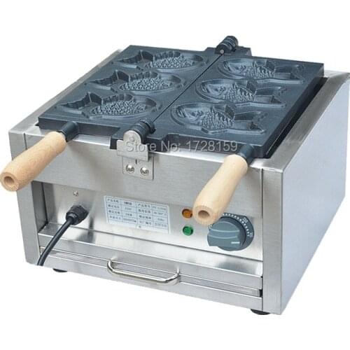 Commercial electric 3pcs fish taiyaki waffle making machine, electric fish waffle maker/taiyaki making machine