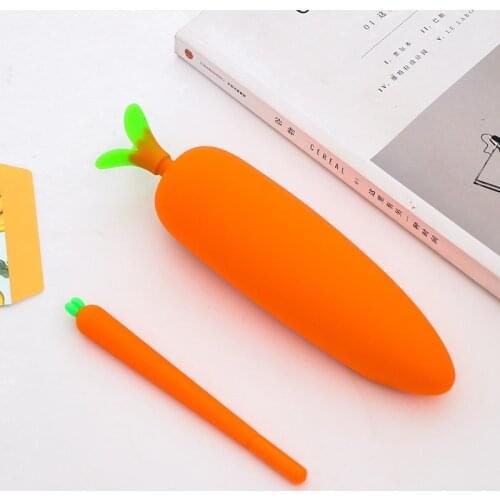 DL South Korean students creative pen pencil bag carrot bulk cute PVC box wholesale and retail Stationery for office supplies