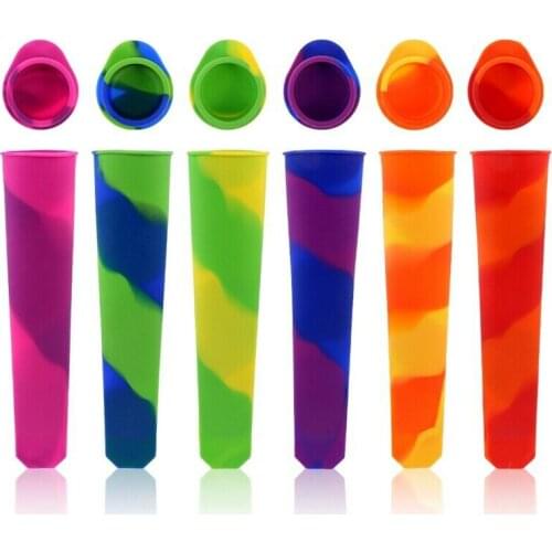 Summer Silicone Ice Tube Mold With Lids Colorful Frozen Ice Cream Yogurt Popsicl Maker Tray Summer Drinking Kitchen Accessories