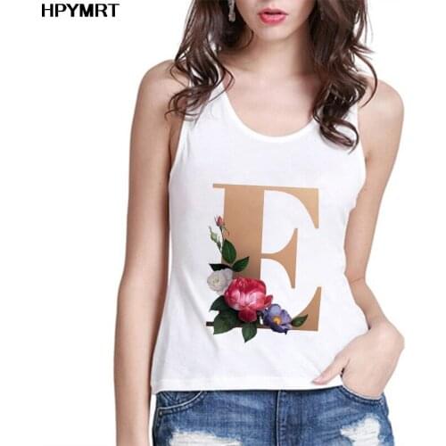 Summer Sexy Women Vest Tank Tops Camisole aesthetics 26 flowers letters Print Couple T-Shirts Streetwear Harajuku Casual Female