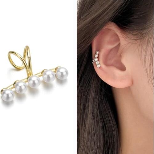 Fashion Pearls Ear Bone Clip Female Korean Simple Clip Earrings For Women Charm Without Pierced Earrings Ear Cuff Girls Jewelry