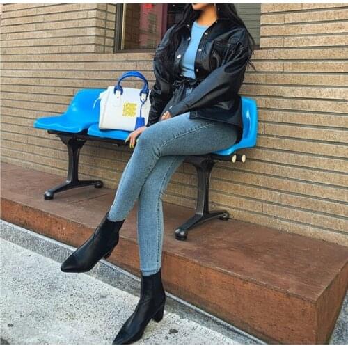 Fashion Women Jeans High Waist Stretch Skinny Denim Pants 2021 Autumn and Winter Blue Retro Washed Pencil Pants Stretch Slim Fit