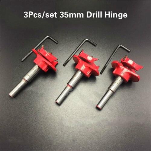 3Set 35mm Hole Saw Woodworking Core Locating Drill Bit Hinge Cutter Forstner Bit Tipped Drilling Hole Saw Cutter Carbide Guide