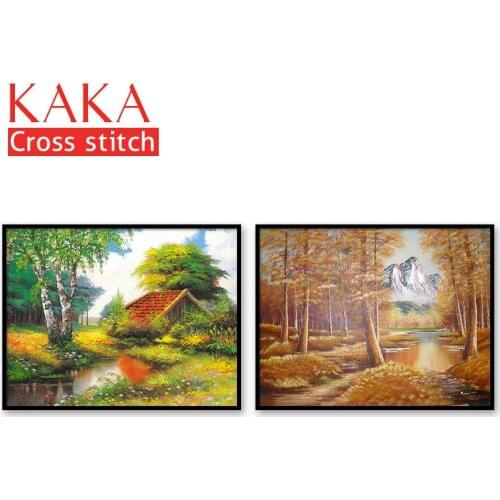 Cross stitch kits,Embroidery needlework sets with printed pattern,11CT-canvas for Home Decor Painting,Landscape Full NCKS027