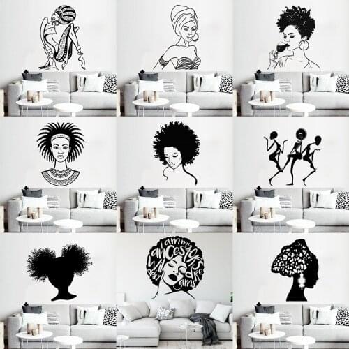 Beautiful African Woman Wall Decal Tribal Africa Girl Wall Sticker for Bedroom Living Room Beauty Salon Wall Art Vinyl Poster