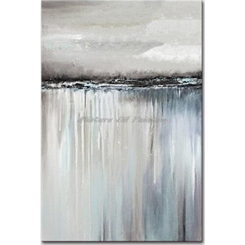 Mintura Wall Picture for Living Room Oil Paintings on Canva Hand Painted White and Black Abstract Images Home Decor Art No Frame