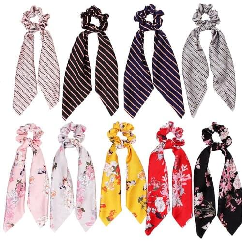 New Women Summer Hair Ribbon Fashion Summer Girls Colorful Solid Headwear Cute Beauty Floral Hairbands Elastic Hair Ties