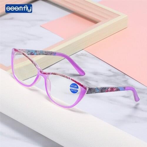 Seemfly Anti Blue Light Floral Reading Glasses Women Men Jelly Color Frame Clear Lens Presbyopia Eyeglasses Diopters +1.0 +4.0