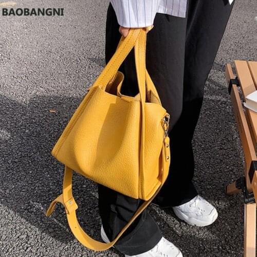 Solid color Tote Bucket bag New High-quality Soft PU Leather Womens Designer Handbag Shoulder Messenger Bag