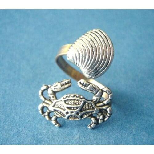 Wholesale Unique Retro Adjustable Crab Rings With A Shell High Quality Design Mens Promise Rings Women Gift Overwatch Aros