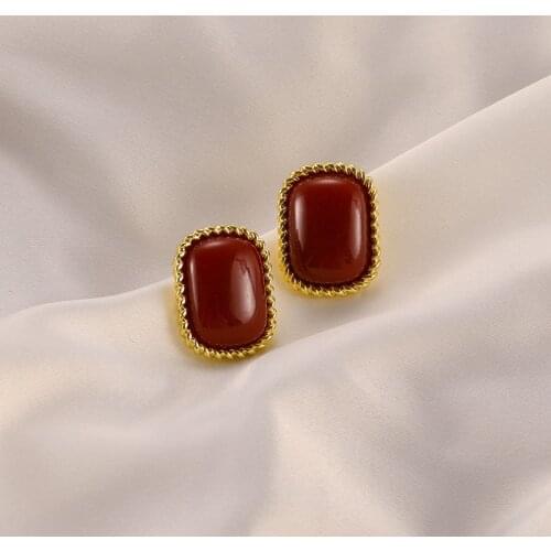 Punk Retro Simple Resin Earrings French Elegant Baroque Lady Wedding Best Gift Temperament Earrings Wholesale Hot Sale