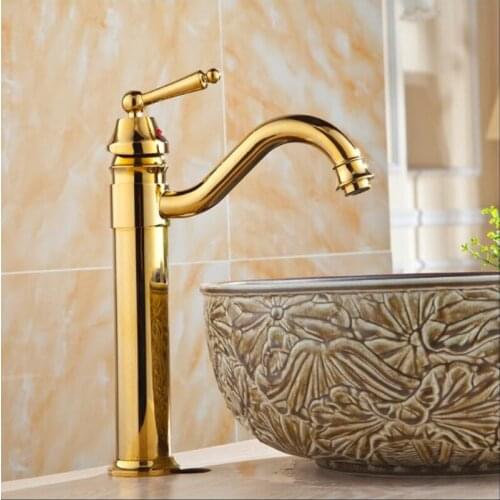 Bathroom Basin Faucet High Arch Antique/Gold/Chrome/Black Oil Sink Faucet Water Faucet Copper Material Bathroom Faucet