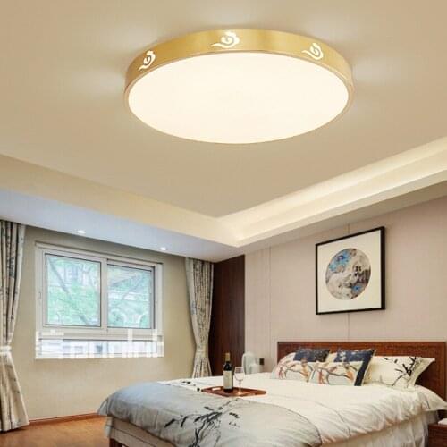 Modern Simple Copper Ceiling Lamp Chinese Atmosphere Lamp Bedroom Restaurant Lighting round Thin Lamp in the Living Room